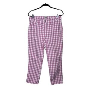 J.Crew Women's Vintage Straight Leg Plaid Pants Pink/White Retro Size 10/12 "32"